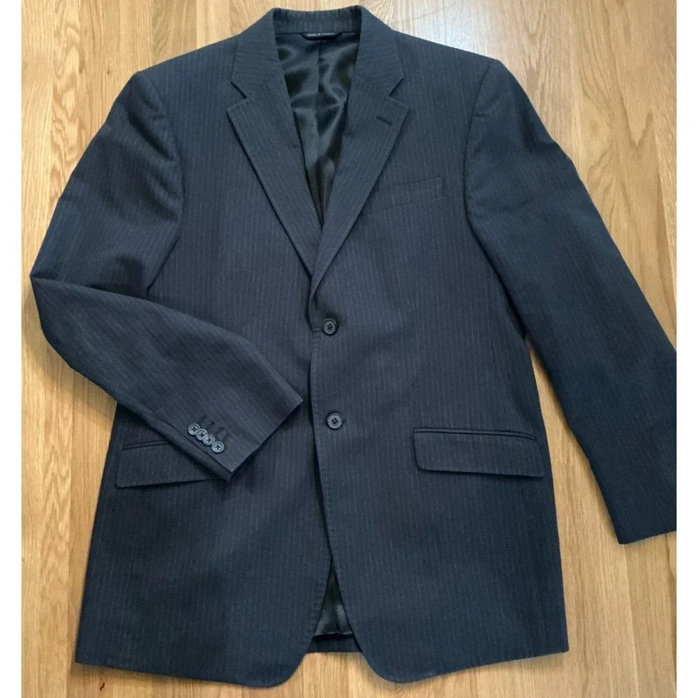 Banana Republic Navy Pinstripe Blazer Mens 42R Cotton Linen Sport Coat‎